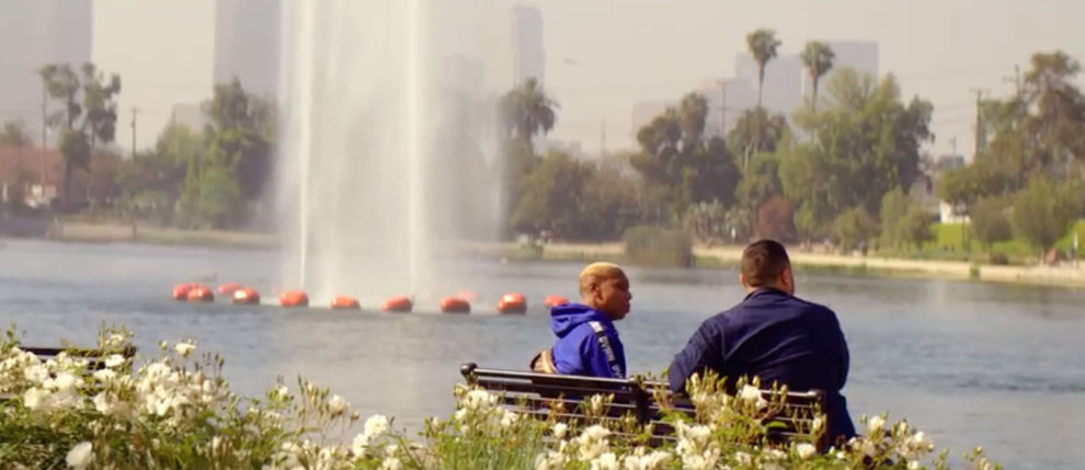 david chang and lena waithe by a fountain