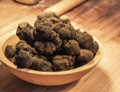 bowl of black truffles