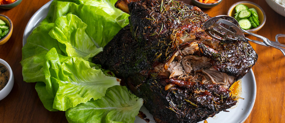 tingly honey and herb glazed bo sssam